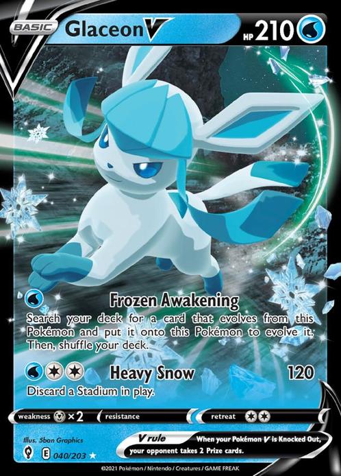 Glaceon V 040/203 (Evolving Skies), Hobby en Vrije tijd, Verzamelkaartspellen | Pokémon, Losse kaart, Nieuw, Foil, Ophalen of Verzenden