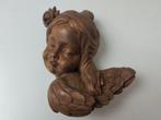 Snijwerk, Holzfiguren - zwei Putten Engelsköpfe mit Haarband, Antiek en Kunst