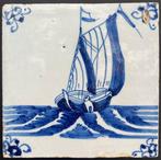 Tegel - Antieke Delfts blauwe tegels met grote schepen en