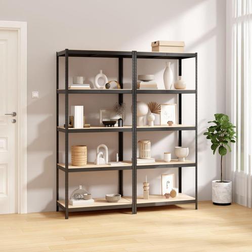 vidaXL Opbergrek 5-laags 2 st staal & bewerkt hout, Huis en Inrichting, Kasten | Stellingkasten, Nieuw, Verzenden