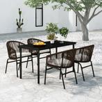 vidaXL 5-delige Tuinset bruin, 4 zitplaatsen, Kunststof, Verzenden, Nieuw