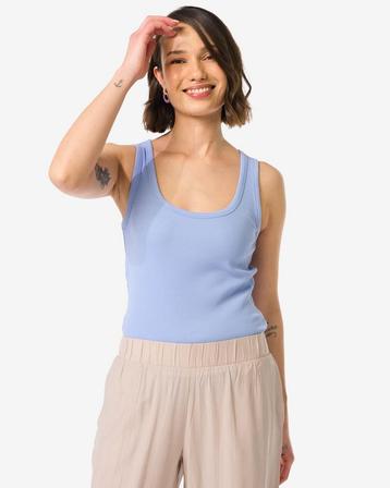 HEMA Dames tanktop Anouk rib blauw beschikbaar voor biedingen