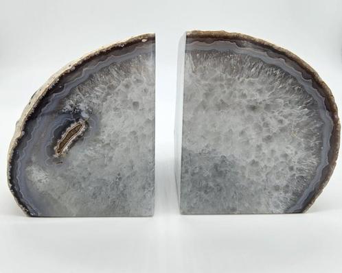 Agaat boekensteun wit en blauw, Verzamelen, Mineralen en Fossielen, Ophalen of Verzenden