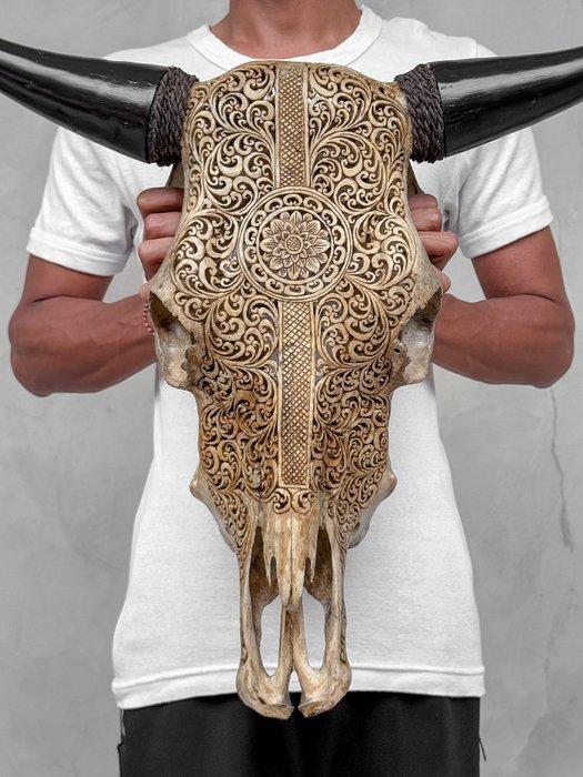 Geen veilingprijs - Grote bruine gesneden stierenhoofdsk, Antiek en Kunst, Kunst | Designobjecten