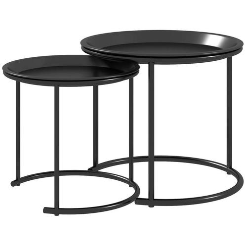 TRUUSK Set Van 2 Salontafels, Ronde Bijzettafel, Stapelbare, Huis en Inrichting, Tafels | Bijzettafels, Nieuw, Verzenden