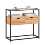 2dekans | SoBuy Bijzettafel met Glazen plaat - Met 2 Lades -, Huis en Inrichting, Tafels | Eettafels, Ophalen of Verzenden, Zo goed als nieuw