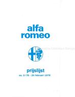 1978 ALFA ROMEO PRIJSLIJST NEDERLANDS, Nieuw, Alfa Romeo, Author