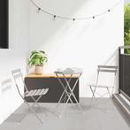 vidaXL Vouw Bistro Set 3 pcs Beige Staal, Verzenden, Nieuw, Rvs