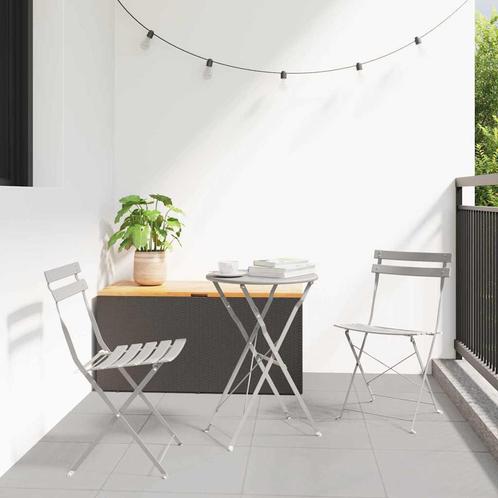 vidaXL Vouw Bistro Set 3 pcs Beige Staal, Tuin en Terras, Tuinsets en Loungesets, Nieuw, Rvs, Verzenden