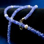 9 Krt. Amethist kralen ketting met cultivé parel | 45 cm, Sieraden, Tassen en Uiterlijk, Antieke sieraden, Ophalen of Verzenden