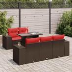vidaXL 6-delige Loungeset met kussens poly rattan acacia, Tuin en Terras, Tuinsets en Loungesets, Verzenden, Nieuw, Rotan, Loungeset