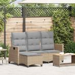vidaXL Verstelbare tuinbank met kussens L-vormig beige poly, Verzenden, Nieuw, Rotan