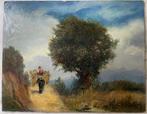 C. De Servi (XX) - Paesaggio di campagna con contadino su, Antiek en Kunst, Kunst | Schilderijen | Klassiek