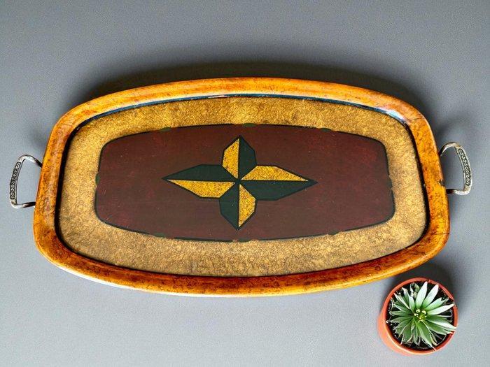 Dienblad - Art Deco (1910) - Mahonie, Cork, Antiek en Kunst, Kunst | Designobjecten