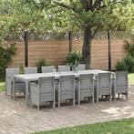 vidaXL Tuin Eetset met kussen 11 pcs Lichtgrijs en Antraciet, Tuin en Terras, Tuinsets en Loungesets, Verzenden, Nieuw, Textileen