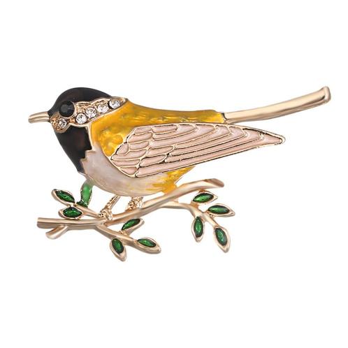 Fako Bijoux® - Broche - Vogel - Vogel Op Tak - 45x26mm -, Sieraden, Tassen en Uiterlijk, Broches, Verzenden