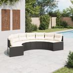 vidaXL Tuinbank met kussens halfrond poly rattan zwart, Verzenden, Nieuw, Rotan