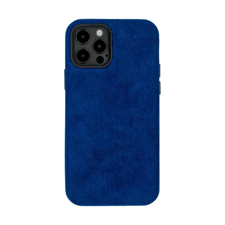 iPhone 12 - Alcantara Case | Navy Blue, Telecommunicatie, Mobiele telefoons | Hoesjes en Frontjes | Apple iPhone, Nieuw, Hoesje of Tasje