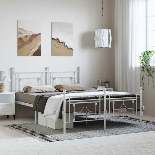 vidaXL Bedframe met hoofd- en voeteneinde metaal wit 193x203, Huis en Inrichting, Slaapkamer | Bedden, Wit, Nieuw, Metaal, Tweepersoons