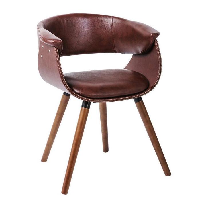 *WOONWINKEL* Kare Design Monaco Bruine Leren Stoel, Huis en Inrichting, Stoelen, Bruin, Nieuw, Verzenden