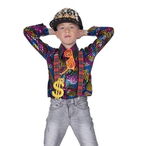 Disco Shirt Rainbow Glitter Kind, Kleding | Heren, Carnavalskleding en Feestkleding, Nieuw, Ophalen of Verzenden