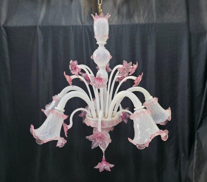 Kroonluchter - Biancolatte - Muranoglas - 5 luci, Antiek en Kunst, Antiek | Lampen