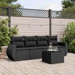 vidaXL 5-delige Loungeset met kussens poly rattan zwart, Tuin en Terras, Tuinsets en Loungesets, Verzenden, Nieuw, Rotan, Loungeset