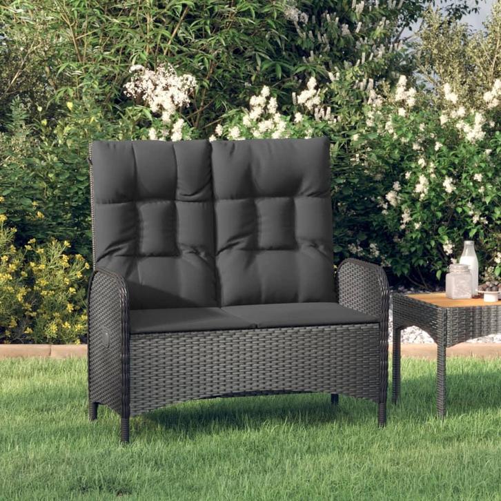 vidaXL Tuinbank verstelbaar met kussens 107 cm poly rattan, Tuin en Terras, Tuinbanken, Nieuw, Rotan, Verzenden