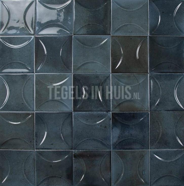 Wandtegel hanoi donker blauw decor 10x10 wandtegel, Doe-het-zelf en Verbouw, Tegels, Wandtegels, Nieuw, 10 m² of meer, Keramiek