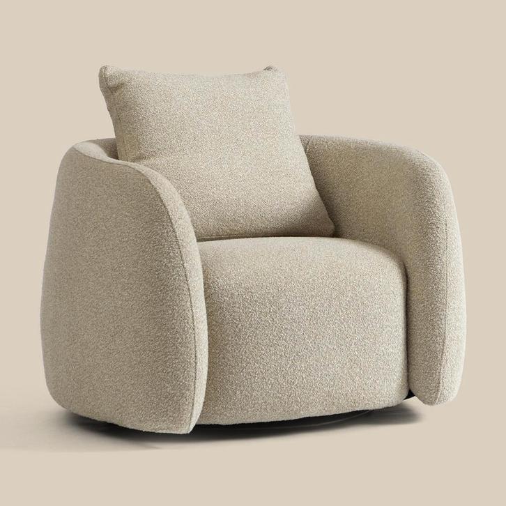 *WOONWINKEL* Ronde Fauteuil Beige Stof, Huis en Inrichting, Fauteuils, Nieuw, Stof, Verzenden