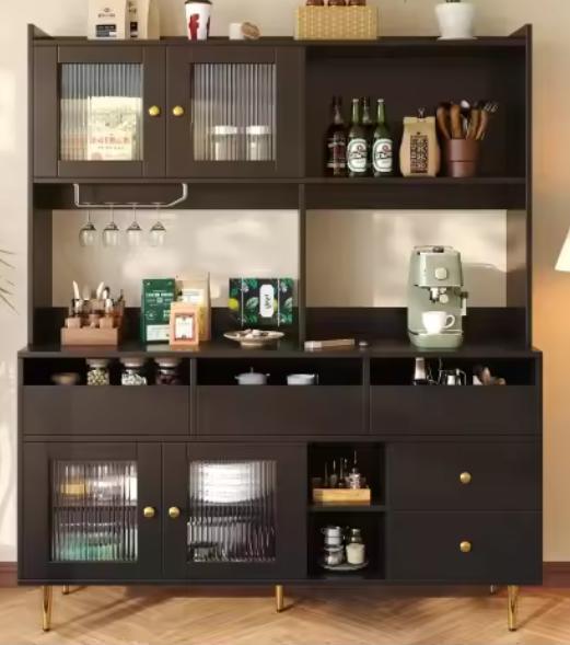 Hoge Wijnkast 145×39×171 cm – Glasdeuren, MDF & Metaal, Huis en Inrichting, Keuken | Keukenelementen, Nieuw, Verzenden