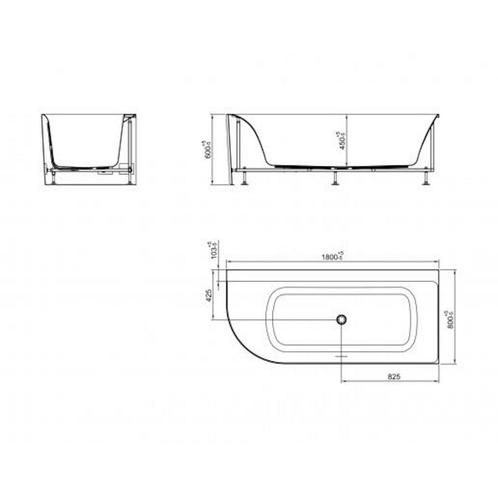 Hoekbad Wiesbaden Zenn 180x80 Cm Met Waste Wit, Doe-het-zelf en Verbouw, Sanitair, Ophalen of Verzenden