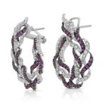Oorbellen - 18 karaat Witgoud - 5.03ct. tw. Robijn - Diamant, Nieuw