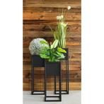 H&S Collection Bloempot op standaard 50 cm metaal zwart, Verzenden, Nieuw