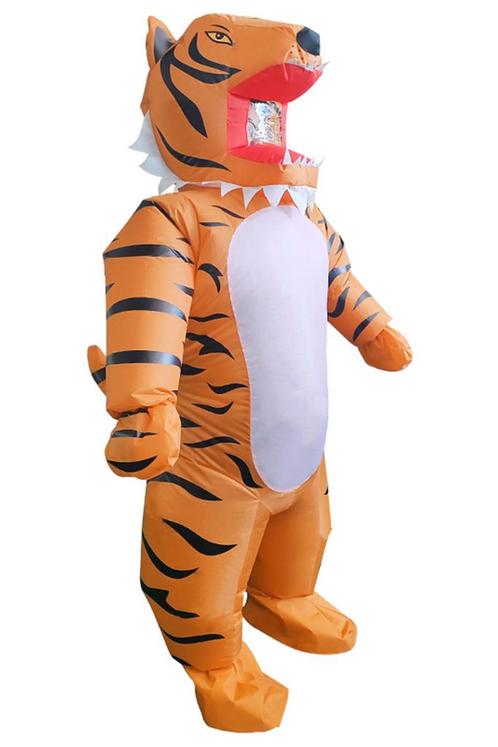 KIMU® Opblaas Kostuum Tijger Opblaasbaar Pak Tijgerpak Masco, Kleding | Heren, Carnavalskleding en Feestkleding, Kleding, Nieuw