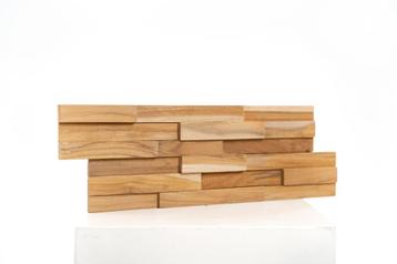 Teak plakhout | Naturel 3D Houten Wandpaneel | 18x49.5x2 beschikbaar voor biedingen