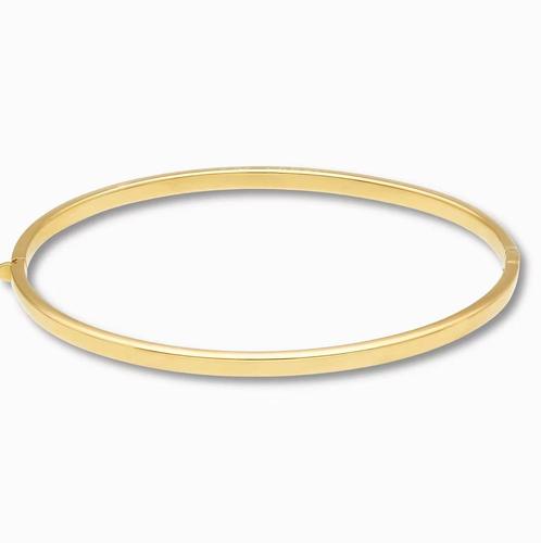 Gouden Bangle Drukknop Sluiting 14k 3 mm, Sieraden, Tassen en Uiterlijk, Armbanden, Goud, Nieuw, Goud, Verzenden