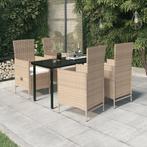 vidaXL 5-delige Tuinset met kussens beige, 4 zitplaatsen, Nieuw, Tuinset, Verzenden