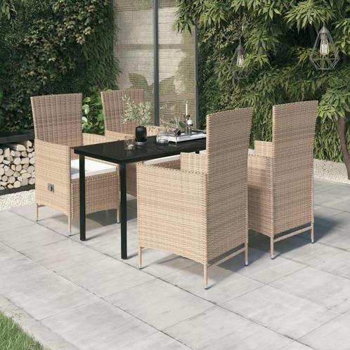 vidaXL 5-delige Tuinset met kussens beige, Tuin en Terras, Tuinsets en Loungesets, Tuinset, Nieuw, 4 zitplaatsen, Rotan, Verzenden