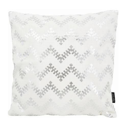 Lulu Silver / White | 45 x 45 cm | Kussenhoes | Katoen, Huis en Inrichting, Woonaccessoires | Kussens, Verzenden