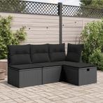 vidaXL Tuinkruk met kussen 55x55x37 cm poly rattan zwart, Verzenden, Nieuw, Rotan