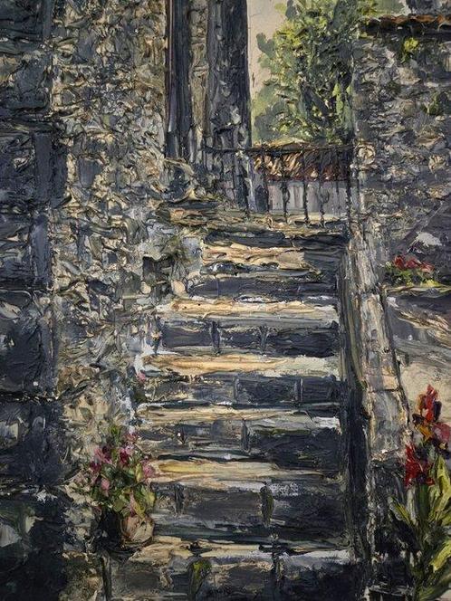 Ecole du XXème siècle - Le clocher, Antiek en Kunst, Kunst | Schilderijen | Klassiek