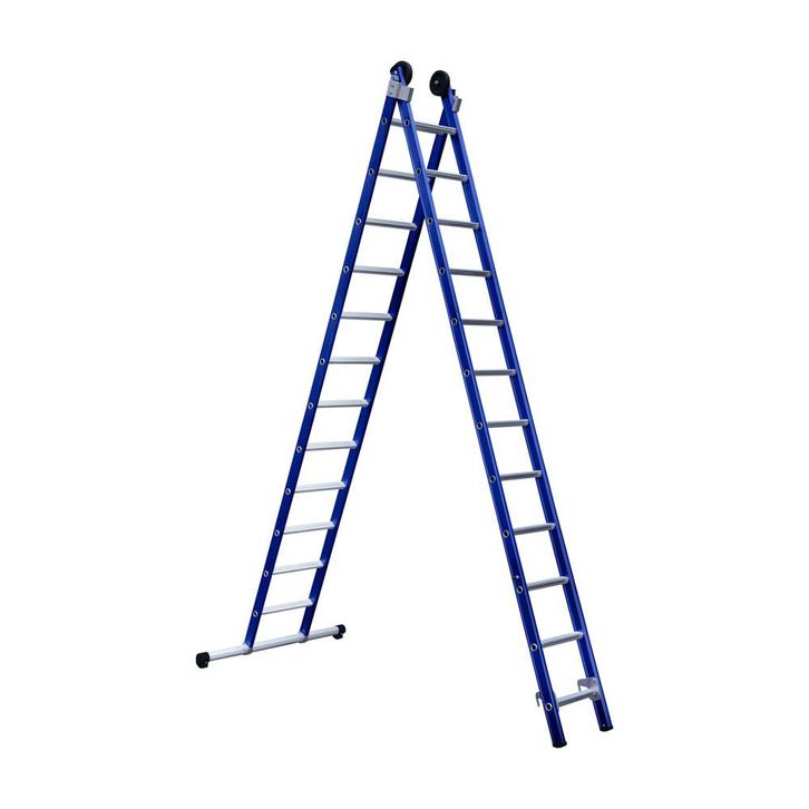 Eurostairs Reform ladder dubbel recht 2x12 sporten BLAUW, Doe-het-zelf en Verbouw, Ladders en Trappen, Nieuw, Ophalen of Verzenden