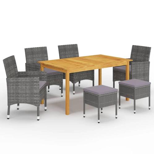 vidaXL 7-delige Tuinset grijs, Tuin en Terras, Tuinsets en Loungesets, Tuinset, Nieuw, 6 zitplaatsen, Hardhout, Verzenden