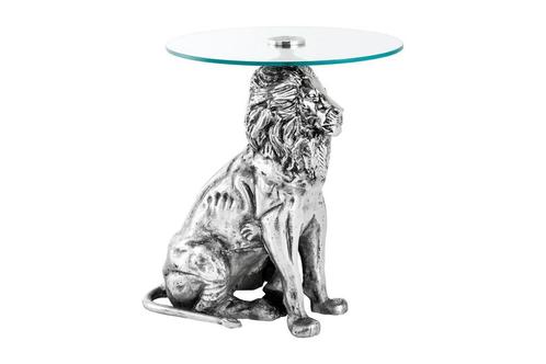 Side table WILDLIFE LION 60cm antique silver - 44826, Huis en Inrichting, Tafels | Sidetables, Ophalen of Verzenden