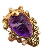 Ring - 14 karaat Geel goud, 14K gouden gesneden amethist, Sieraden, Tassen en Uiterlijk, Ringen, Nieuw