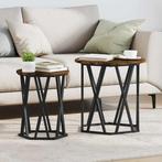 vidaXL Salontafel 2 pcs Gerookt eiken 50 x 50 x 50 cm, Huis en Inrichting, Tafels | Salontafels, 50 tot 75 cm, Verzenden, Rond