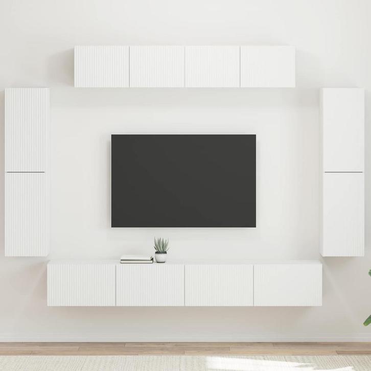 vidaXL TV-kast 8 pcs Wit, Huis en Inrichting, Kasten | Televisiemeubels, Nieuw, Minder dan 50 cm, Minder dan 100 cm, Verzenden