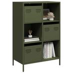 vidaXL buffetkast 68x39x103,5 cm staal olijfgroen, Huis en Inrichting, Kasten | Buffetkasten, Verzenden, Nieuw, Metaal