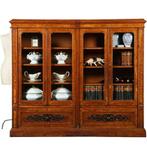 Lage 4-deurs boekenkast met 2 archiefkleppen  noten met wort, Antiek en Kunst, Antiek | Meubels | Kasten, Ophalen of Verzenden